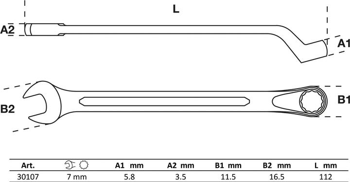 Produktbild BGS Maul-Ringschlüssel, gekröpft SW 7 mm (7 mm)