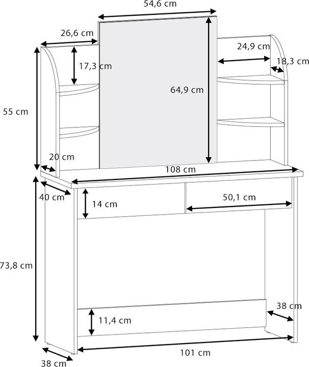 Actual product image Vicco Charlotte with mirror (108 x 40 x 139 cm)