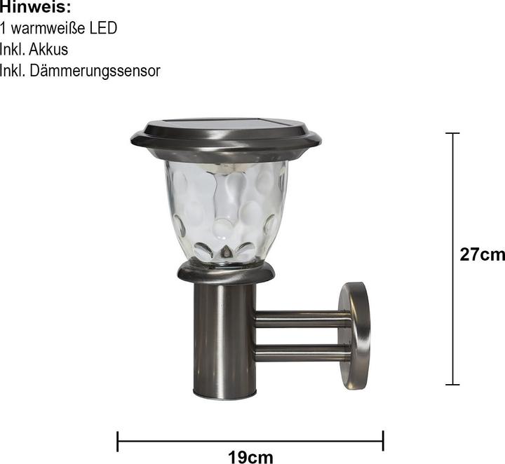 Immagine prodotto Star Trading Lanterna solare da parete Deco Light PIREUS (20 lm, IP44)