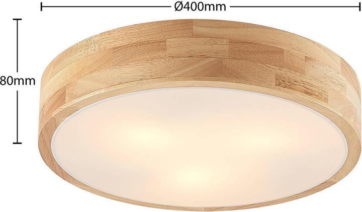 Actual product image Lindby Tanju ceiling light, oak wood, Ø 40 cm (E27)