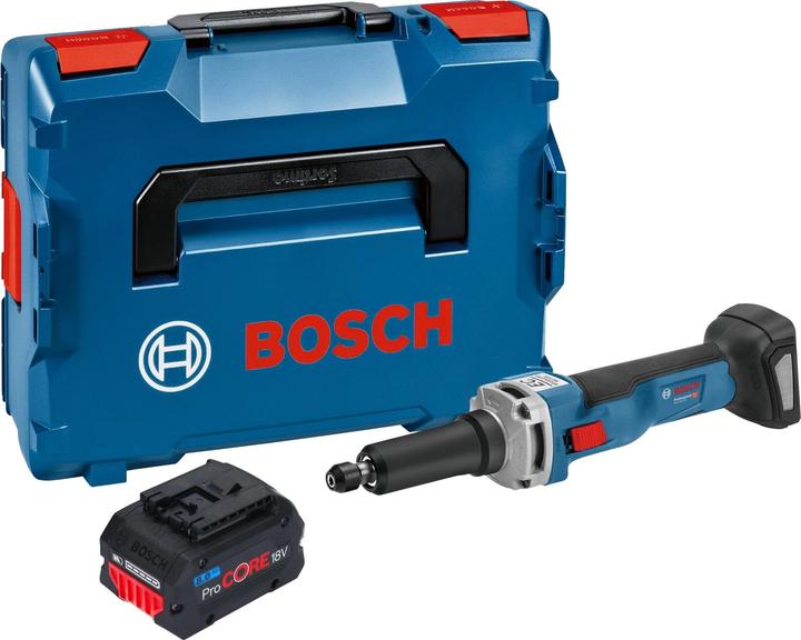 1x Bosch GGS 18V-23 LC Professional Meuleuse droite sans fil, 1x Bosch GBA 18 V 8,0 Ah Professional Batterie ProCORE à insertion Li-Ion, 1x L-Boxx 136, sans chargeur