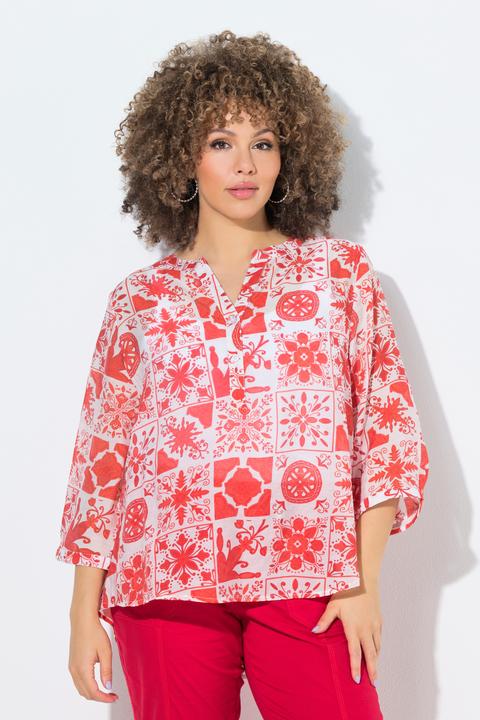 Actual product image Ulla Popken Tile Print 3/4 Sleeve Blouse (42)
