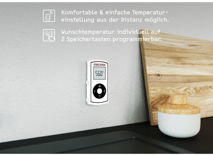 Actual product image Stiebel Eltron DCE 11/13 RC Electronic compact instantaneous water heater with remote control for the kitchen
