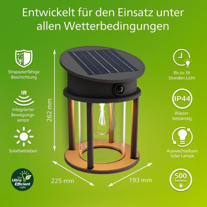 Immagine prodotto Philips Lampada da parete solare per esterni (470 lm, E27, IP44)