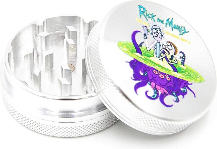 Produktbild BestV Rick and Morty Aluminium Grinder Silver 2 Parts 50mm