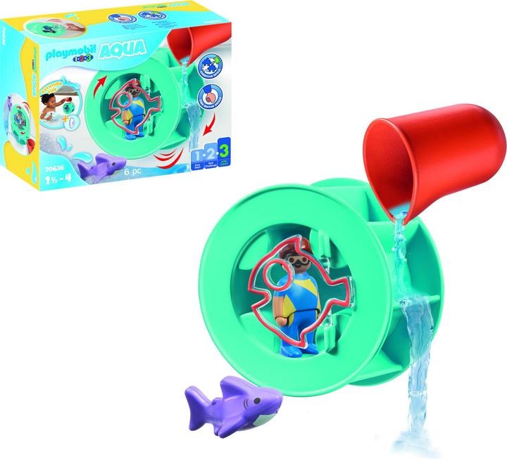 Produktbild Playmobil Wasserwirbelrad mit Babyhai (70636, Playmobil 1.2.3)