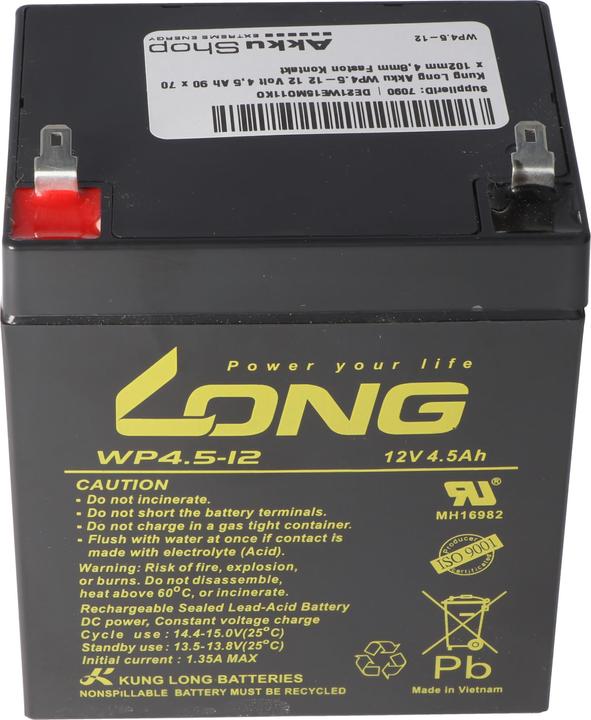 Actual product image Kung Long Akku WP4.5-12, 4,8mm Faston Kontakt (12 V, 4.50 Ah)