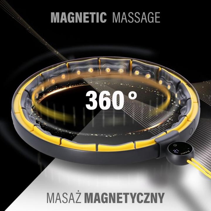 Produktbild HMS Hhm21 Hula Hoop Schwarz/Gelb Mit Magneten Tpe Stollen Und Gewicht + Zähler (100 cm, 1500 g)
