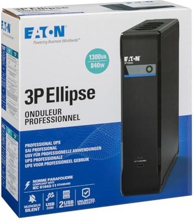 Actual product image Eaton USV 3P1300UD 1300VA 840W DIN USB (1.30 VA, 840 W, Standby UPS)