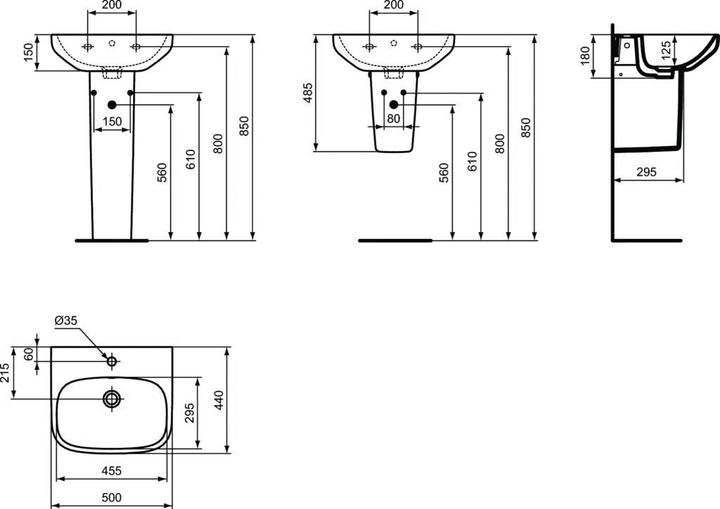 Nährwerte und Zutaten Ideal Standard BASIN HUNG ILIFE T470701 50CM WHITE (440 mm, 500 mm)
