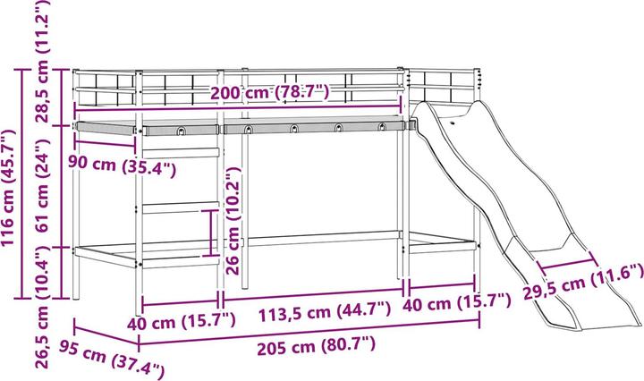 Produktbild vidaXL Kinderbett (90 x 200 cm)