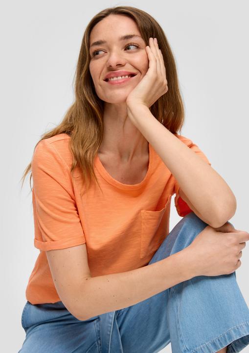 Immagine prodotto S.Oliver T-Shirt Meliertes T-Shirt mit fixiertem Ärmel-Umschlag und Brusttasche (38)