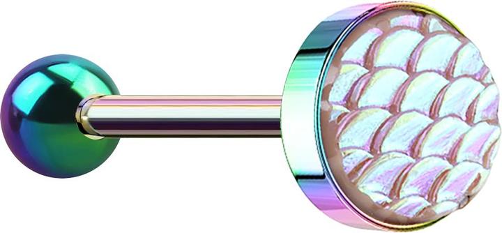 Produktbild Star Piercing Barbell farbig mit Fischschuppen pink (Chirurgenstahl 316L, ohne Messing)