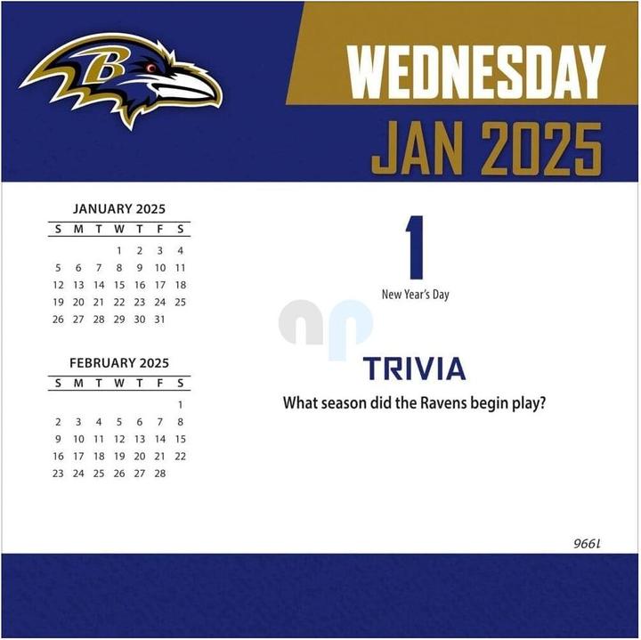 Etichetta energetica NFL - Baltimore Ravens - Calendario da tavolo 2025