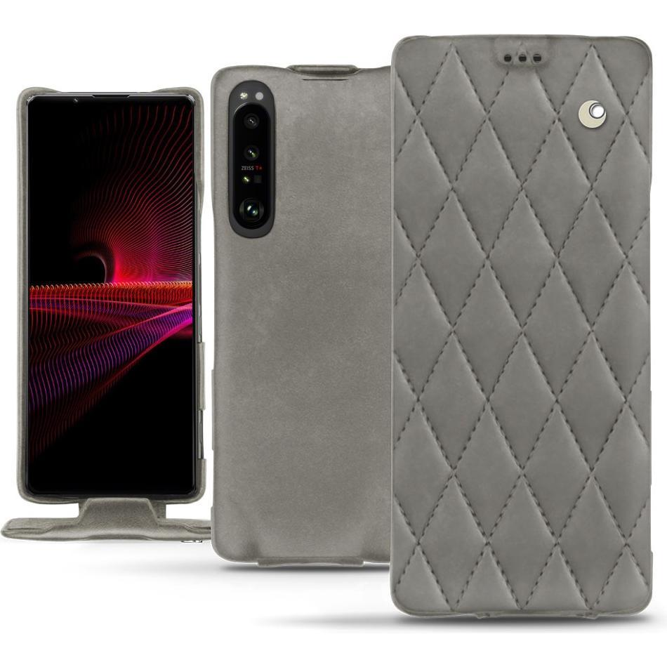 Noreve Lederschutzhülle vertikal (Sony Xperia 1 III), Smartphone Hülle, Grau