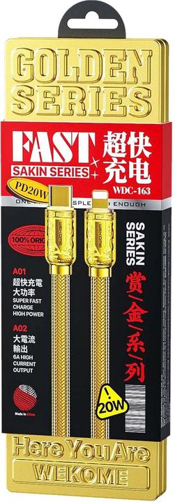 Actual product image Wekome WDC-163 Sakin-Serie – USB-C-auf-Lightning-PD-Verbindungskabel 20 W 1 m (Gold) (1 m, USB 2.0, 20 W)