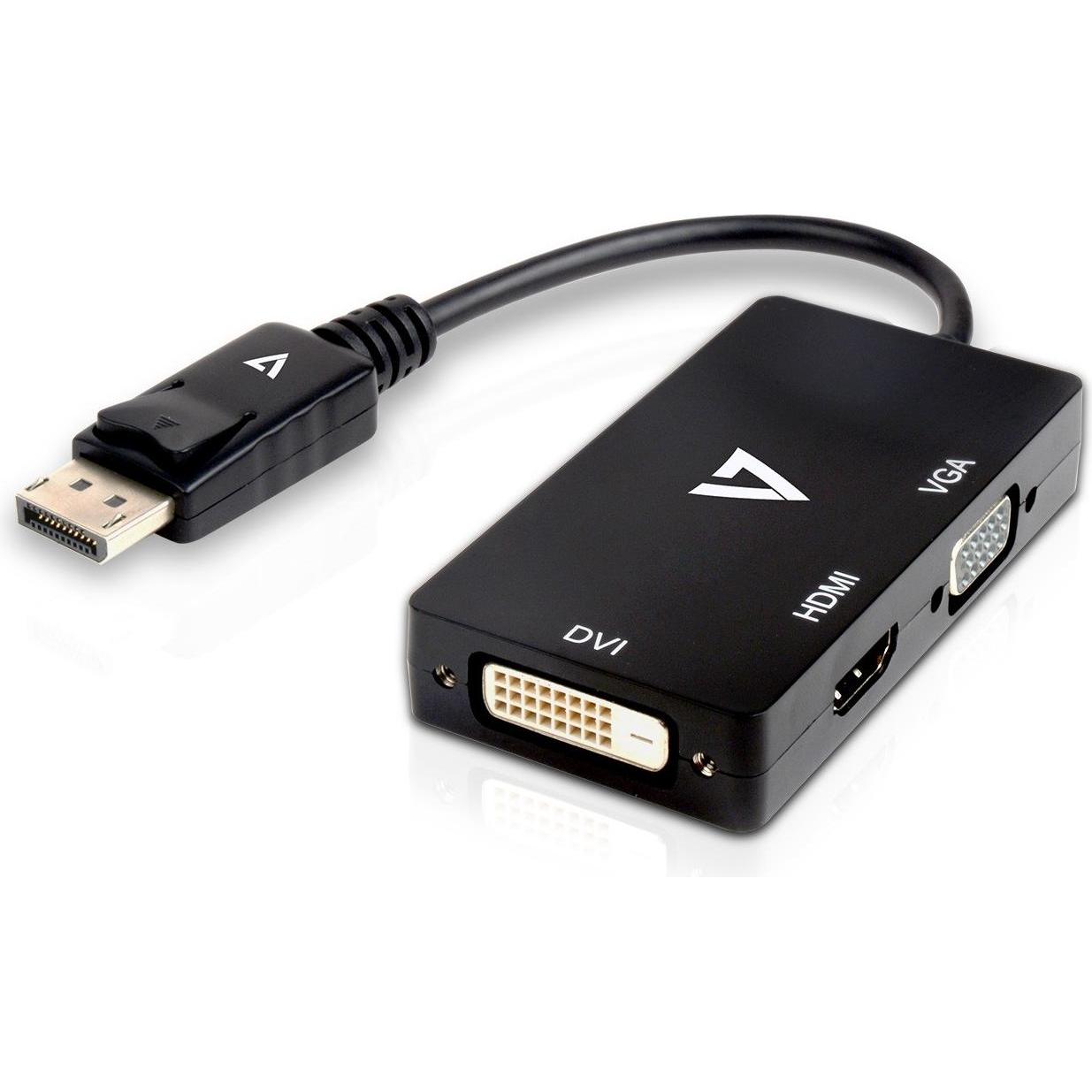 V7 V7dp-Vgadvihdmi (VGA, 20 cm), Data + Video Adapter, Schwarz