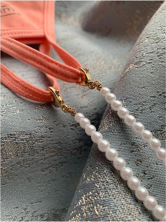 Actual product image Neqi Face Mask Chain White Pearls