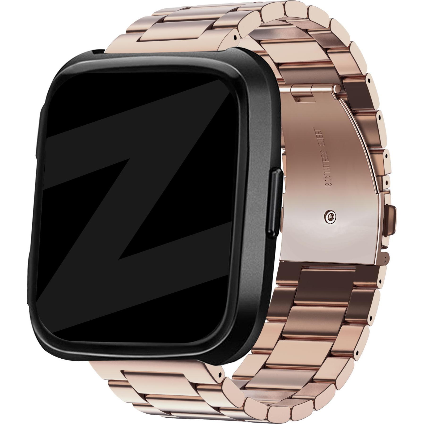 Thumbnail - Bandz Armband (Edelstahl, Versa 2), Uhrenarmband, Rosa, Gold