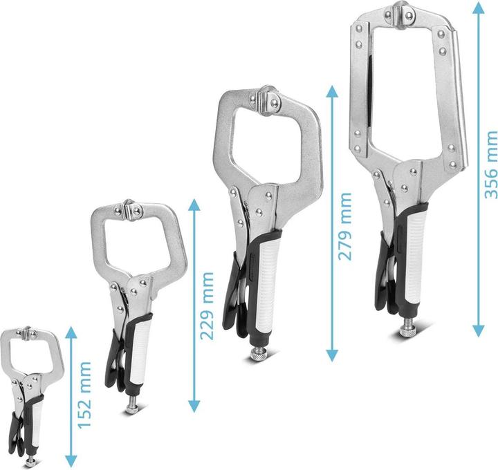 Actual product image Stahlwerk Gripzangen Set 4-teilig C-Form 6 bis 14 Zoll inklusive Transportkoffer (380 mm)