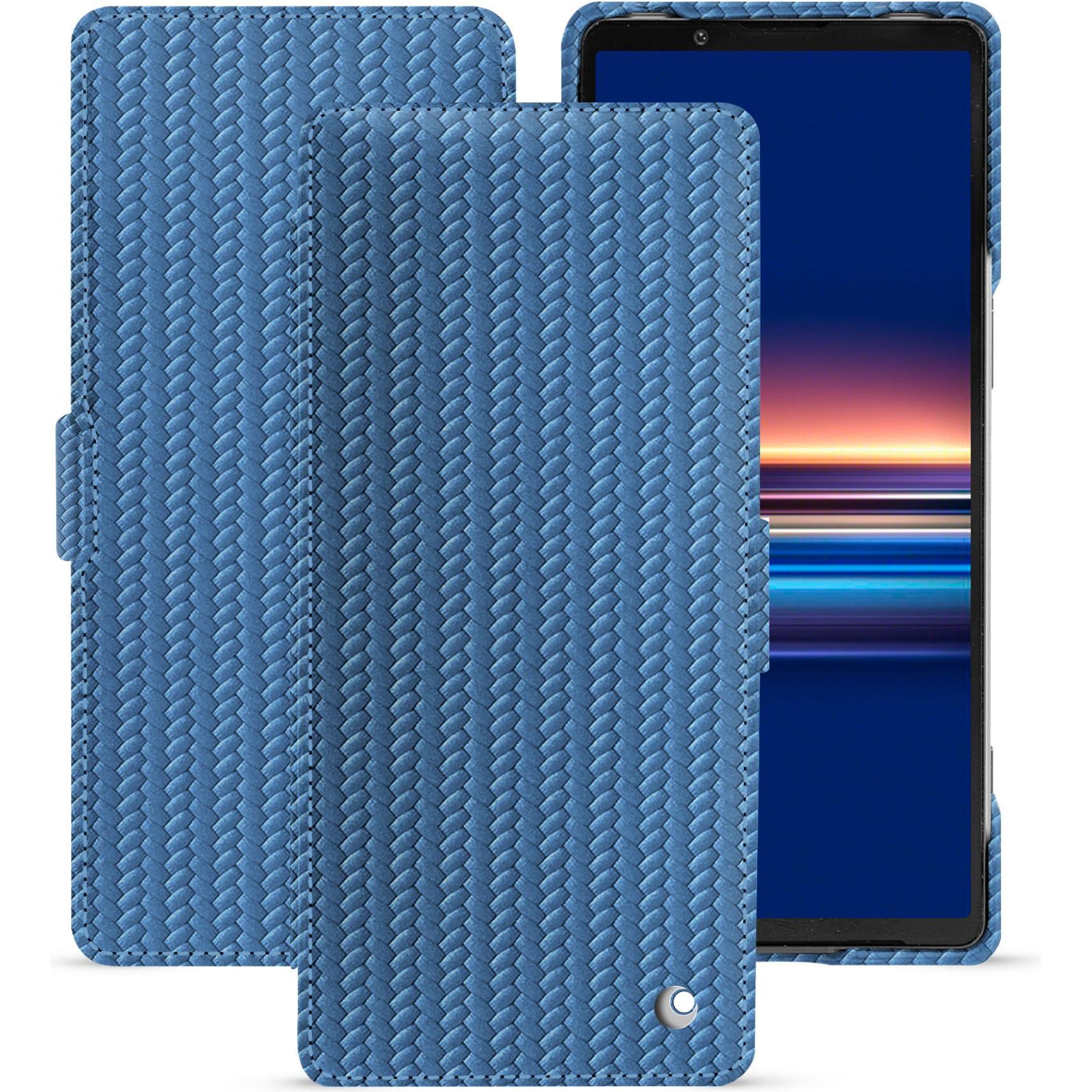 Noreve Lederschutzhülle horizontal (Sony Xperia 5 V), Smartphone Hülle, Blau