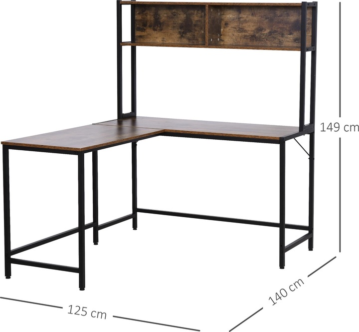 Actual product image Homcom Corner desk in industrial style (140 x 125 x 149 cm)