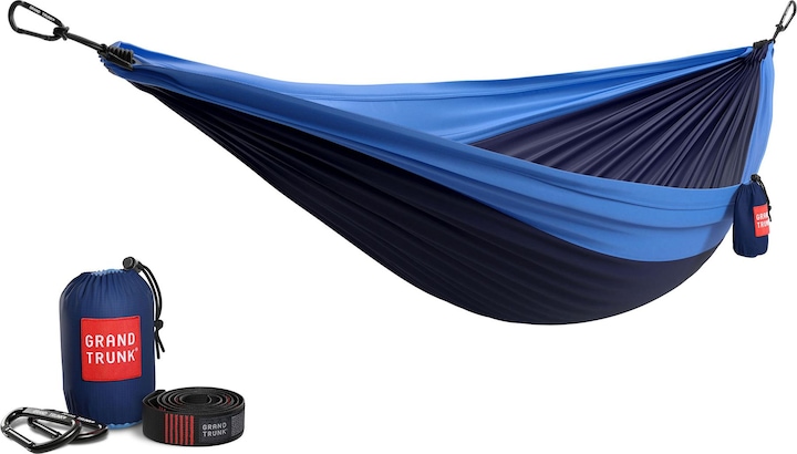 Grand Trunk Double Deluxe Hammock w/Straps (navy/light blue)