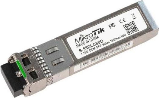 Productafbeelding MikroTik S-55DLC80D - 1.25G, SM, 1550nm, 80km SFP module met dubbele LC connector