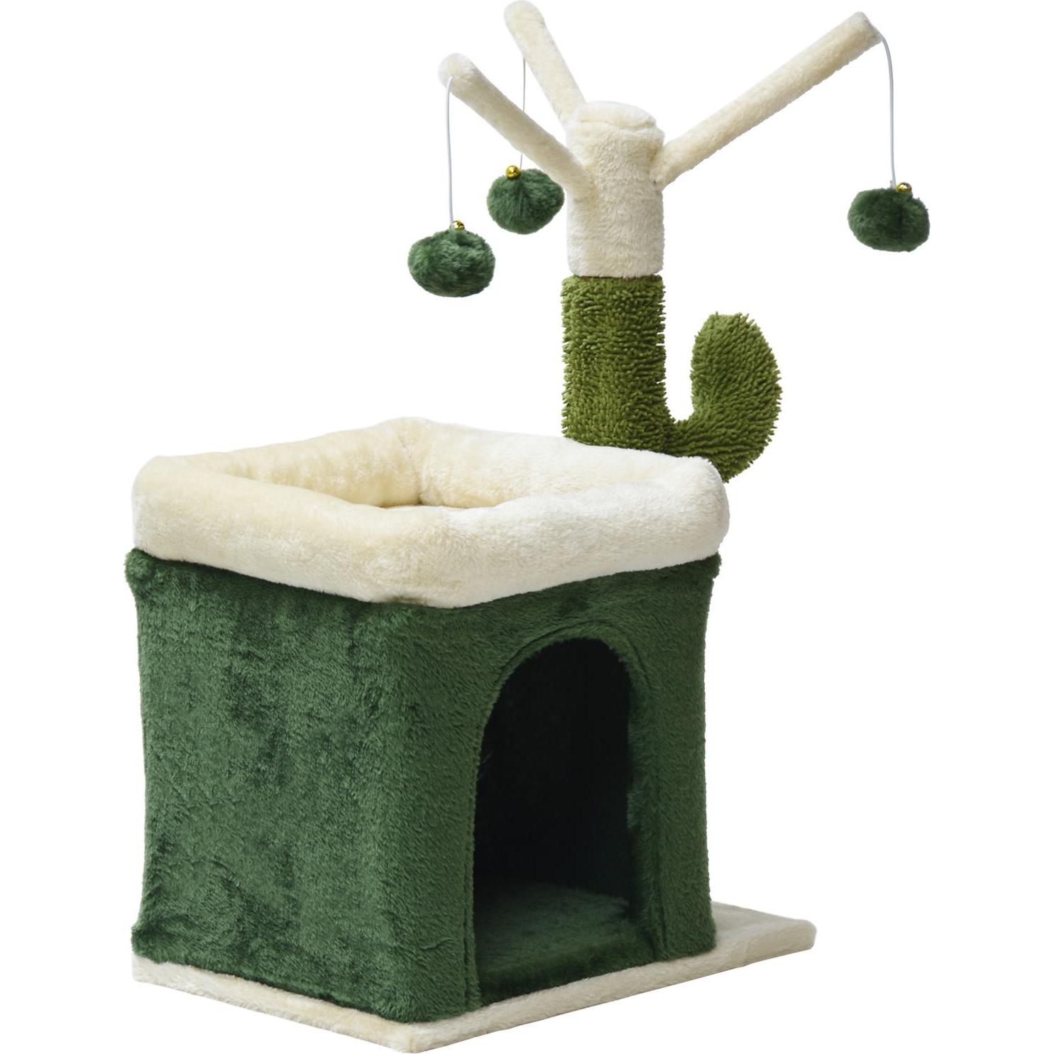 Fudajo Kratzbaum Kaktus 70cm Katzenkratzbaum Katzenbaum Kletterbaum Katze (70 cm, Grün und Beige), Katzenbaum