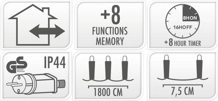 Actual product image Mondex ŁAŃCUCH LED 240L WHITE NA ZEWNĄTRZ 18m +8funkcji (18 m)