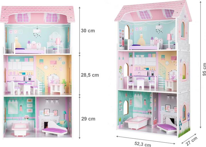 Produktbild EcoToys Puppenhaus aus Holz + Möbel