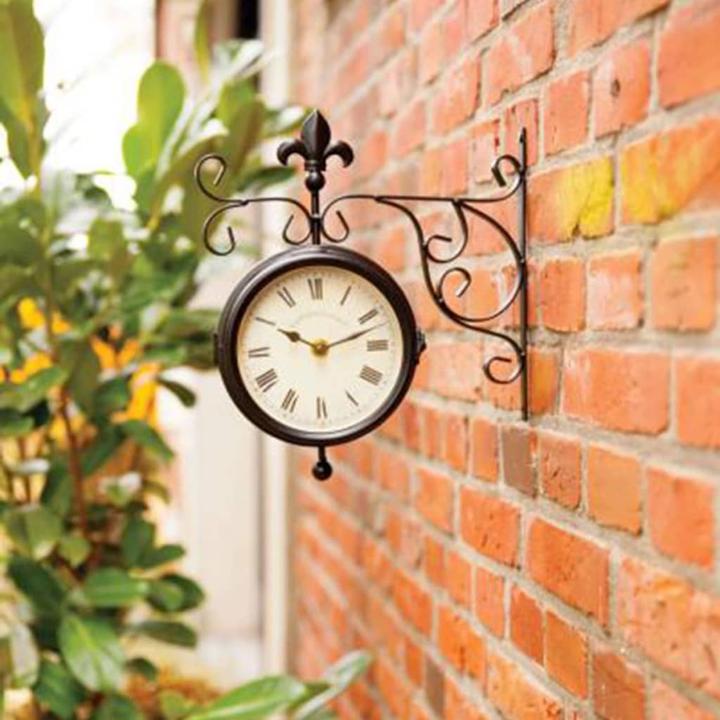 Produktbild Esschert Design Gartenuhr Bahnhof mit Thermometer 25 x 28.5 cm, Beige/Braun (25 cm)