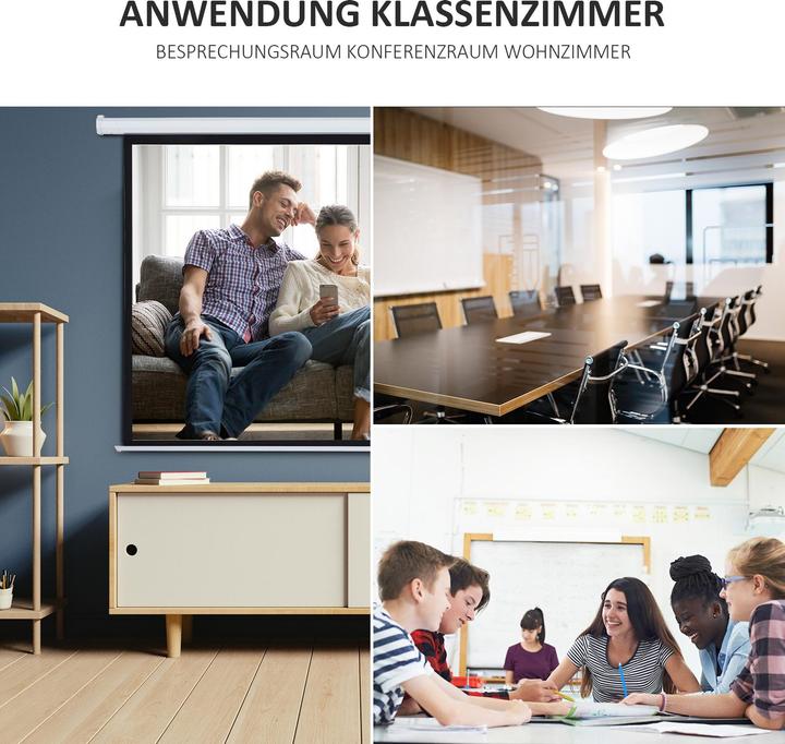 Produktbild Homcom Beamer-Leinwand Kunststoff, Metall Weiss (4:3)