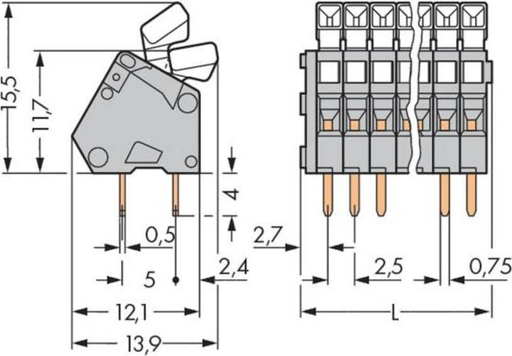Actual product image Wago PCB terminal
