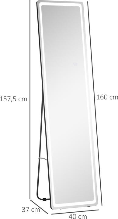 Produktbild Homcom Ankleidespiegel mit LED-Beleuchtung (40 x 51 x 156.5 cm)