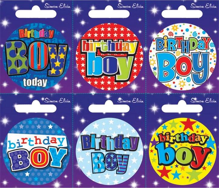 Image du produit Simon Elvin Badges avec design Birthday Boy 6 pièces