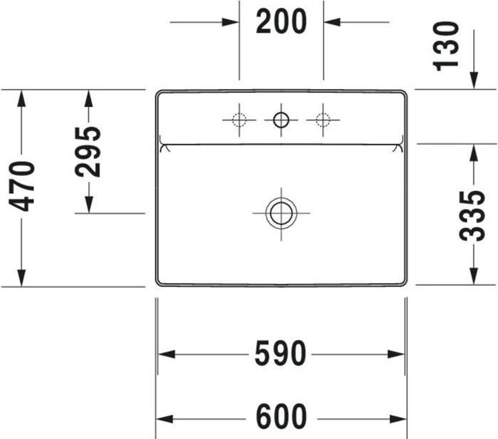 Actual product image Duravit Countertop basin DURASQUARE o ÜL m HLB 600x470mm 2 HL white WG (470 mm, 600 mm)
