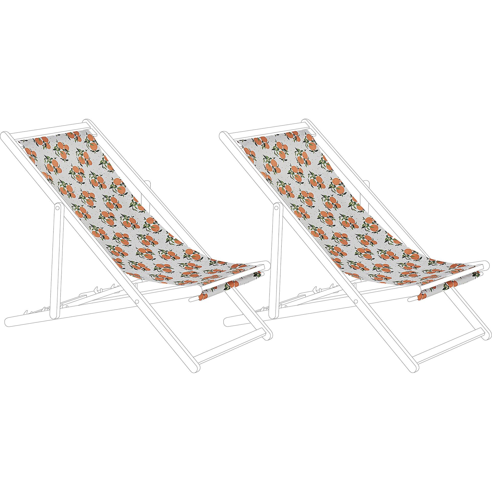 Beliani, Zubehör Gartenmöbel, Stoffbezug 2er Set für Gartenliegen ANZIO / AVELLINO Orangenmotiv mehrfarbig