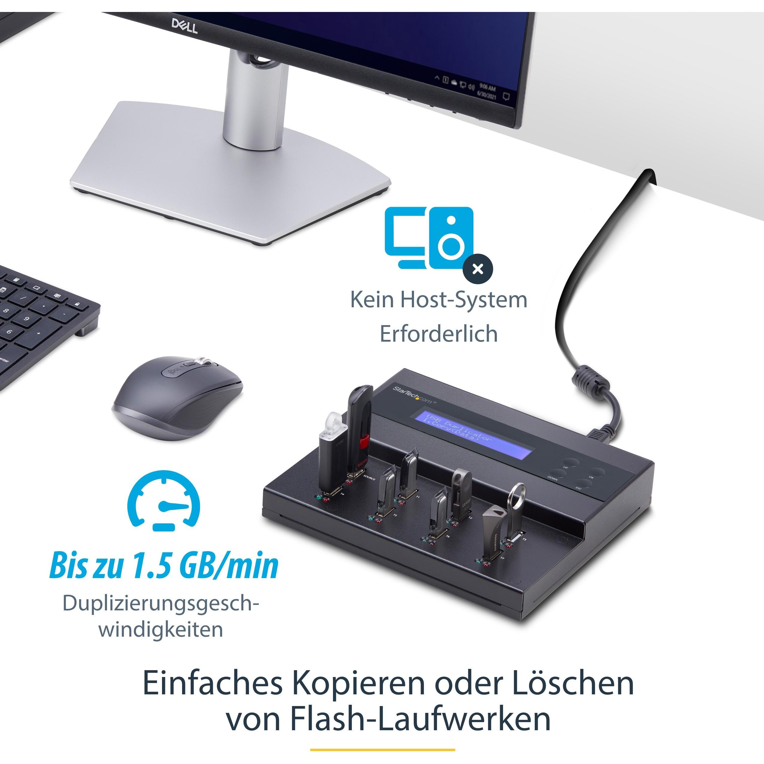 Thumbnail - StarTech USB Duplicator - 1:7 - USB Sticks - Flash Drive Duplicator (USB-A, 7 Ports), Dockingstation + USB Hub, Schwarz