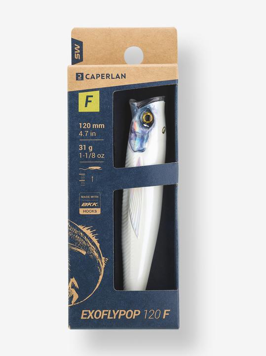 Image du produit Caperlan Leurre de surface Popper pêche en mer EXOFLY POP 12cm Blanc (12 cm)