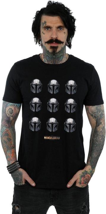Actual product image Star Wars Mens The Mandalorian Helmet Pattern T-Shirt (M)