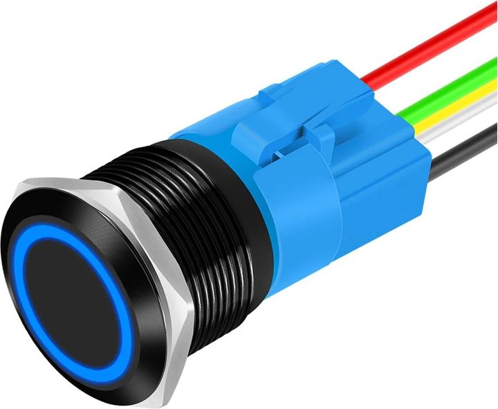 Daier Beleuchteter 12V Taster mit Kabelbaum | 22mm einrastend