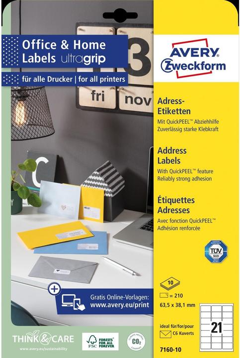 Avery Set etiketten Ø 63,5 x 38,1 mm, 10 vel