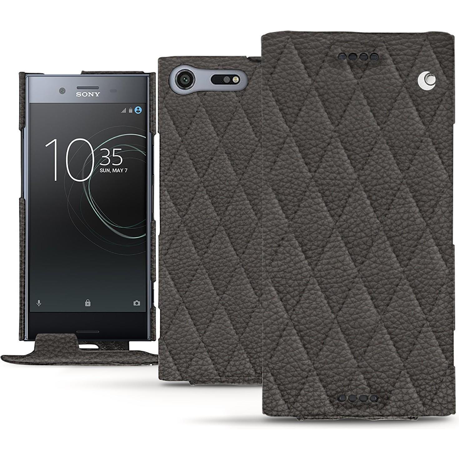 Noreve Lederschutzhülle vertikal (Sony Xperia XZ Premium), Smartphone Hülle, Grau