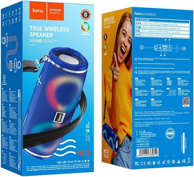 Produktbild Hoco - Wireless Speaker Sports (HC12) - Bluetooth 5.0, Shoulder Strap, 10W - Blue (2 h, Netzbetrieb)