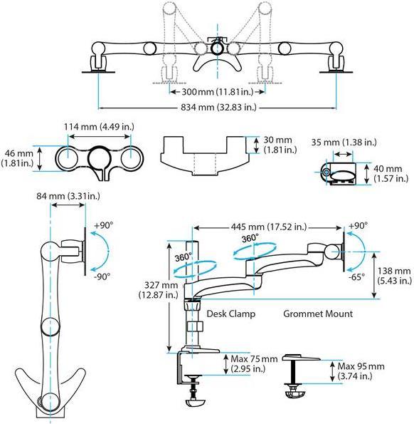 Produktbild StarTech Articulating Dual Monitor Arm (Tisch, 24")