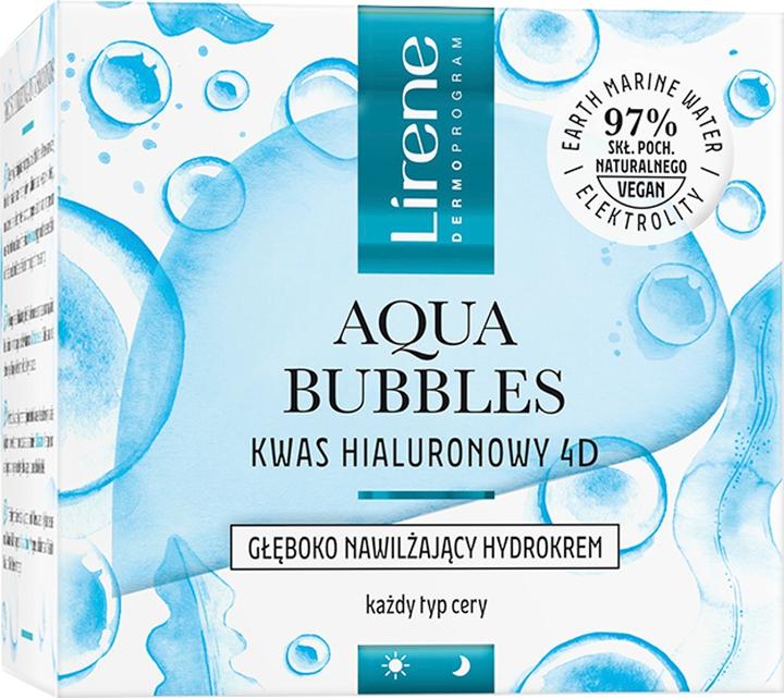 Lirene Aqua Bubbles Hyaluronic Acid 4D Deeply Moisturizing Hydrocream For All Skin Types 50Ml (50 ml, 24h Creme)