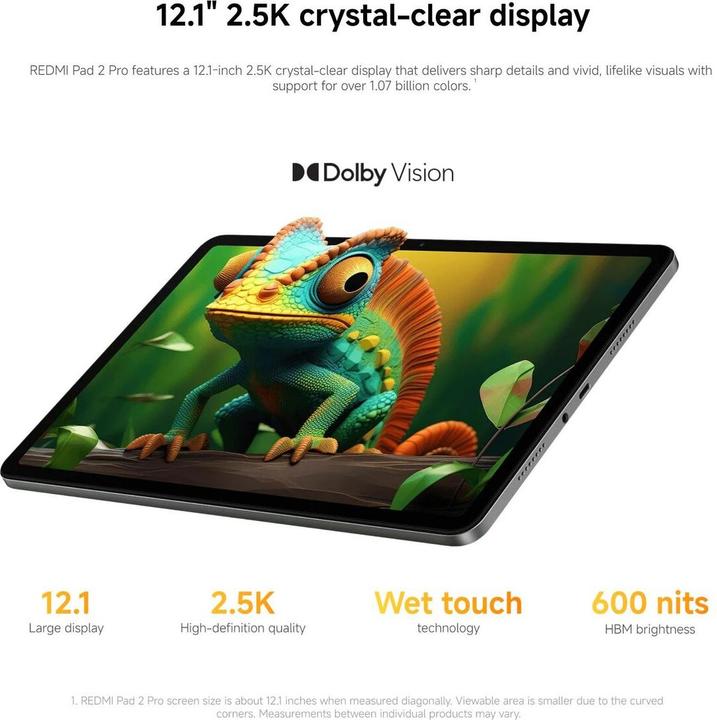 Actual product image Xiaomi Tablet VHU6220EU Octa Core 6 GB RAM 128 GB Purpur (WLAN only, 12.10", 128 GB, Crimson, Lavender violet, Violet)