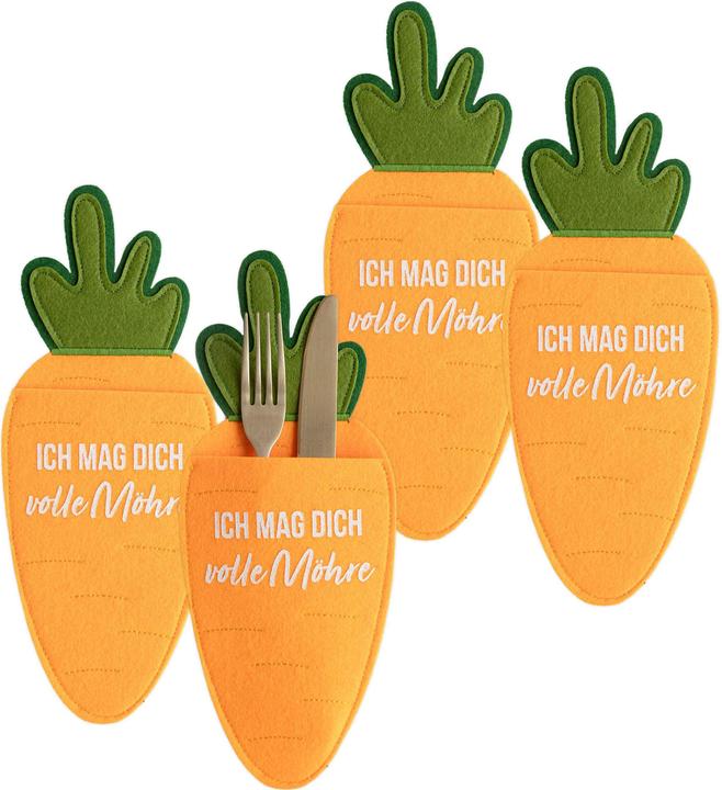 Immagine prodotto Papierdrachen 4 Bestecktaschen Filz - Möhren (4 x)