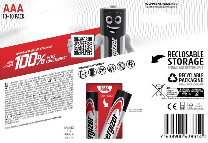 Produktbild Energizer LR03 20BL MAX (AAA)